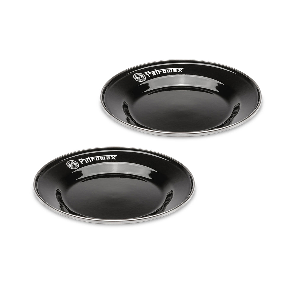 Emaille Teller 2x Set Black 1 Emaille Teller 2x Set Black