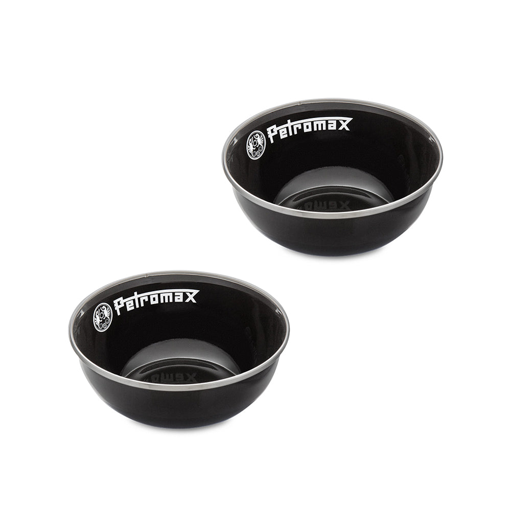 Emaille Schalen 2x Set Black 1 Emaille Schalen 2x Set Black