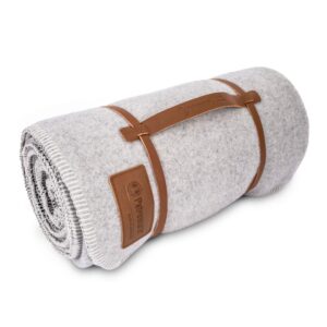 Wolldecke aus Schafschurwolle Rauchweiß / Dunkelgrau